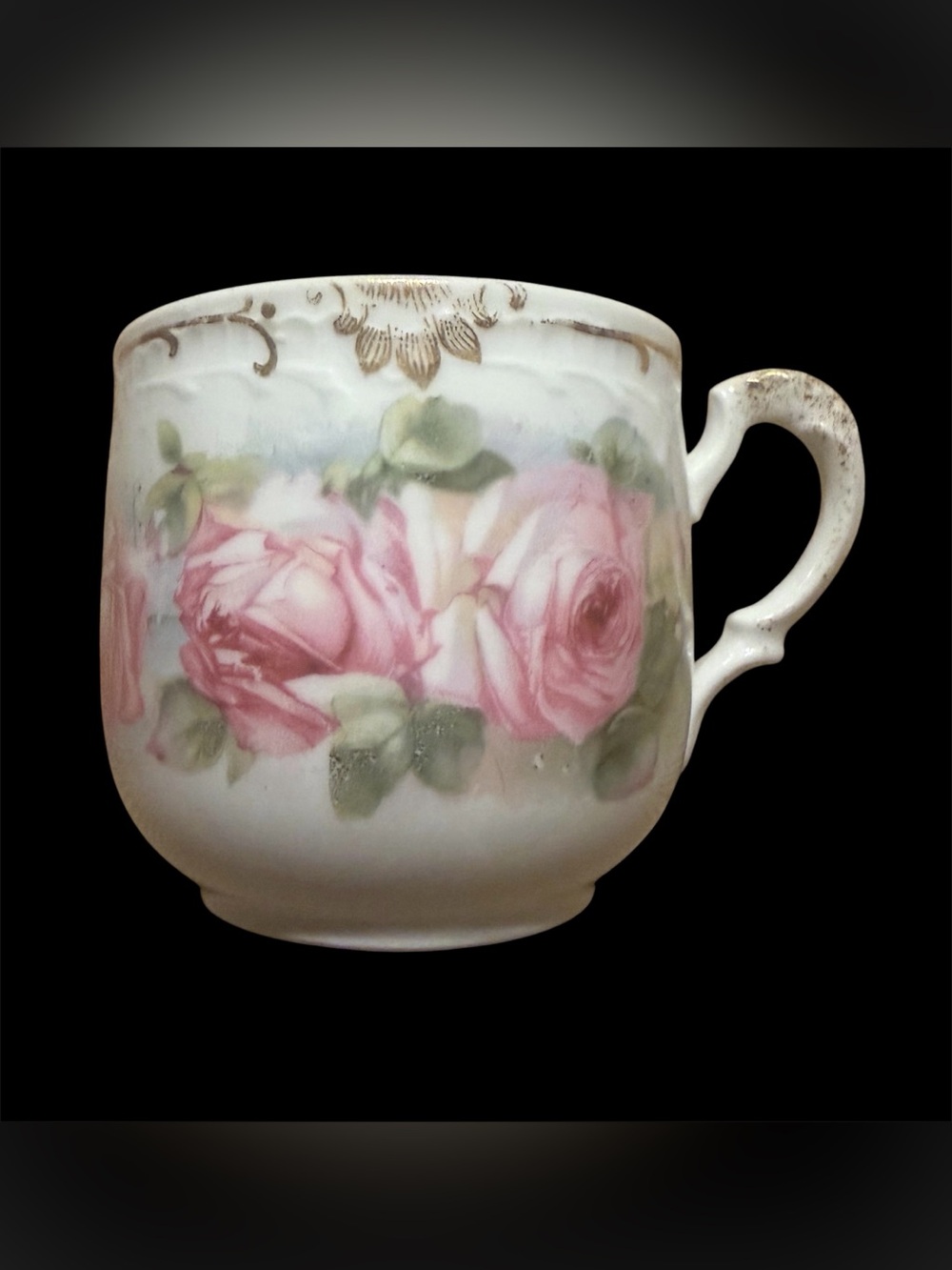 Antique Z.S.& Co. Bavaria Roses Marseille Handpainted Teacup w/ Gold Accents EUC